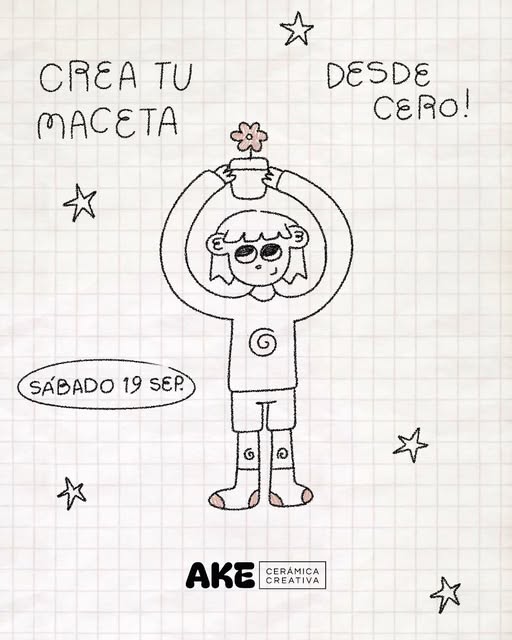 Cartel original ilustrado de AKE, crea tu maceta desde cero